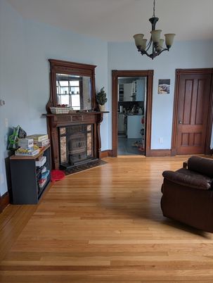 Chandelier, Fireplace, Interior, Wood Texture Flooring