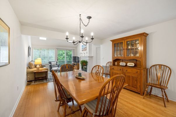 Chandelier, Dining room, Fireplace, Interior, Living room, Wood Texture Flooring