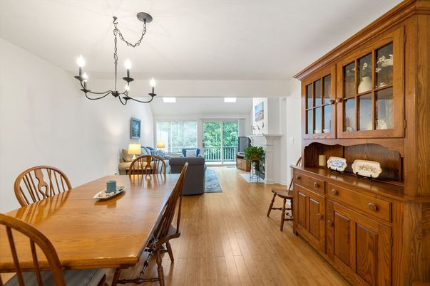 Chandelier, Dining room, Fireplace, Interior, Living room, Wood Texture Flooring