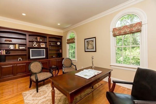 Home Office, Interior, Recessed Lighting, Wood Texture Flooring