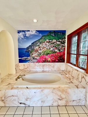 Bathroom, Interior, Marble, Recessed Lighting, Water