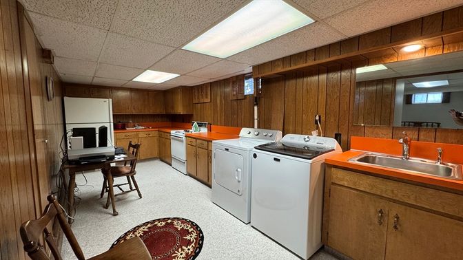 Interior, Kitchen, Washer, Wooden Walls