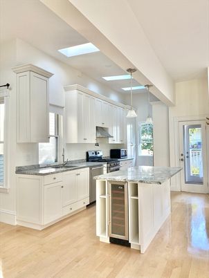 Interior, Kitchen, Pendant Lights, Stainless Steel Appliances, Wood Texture Flooring
