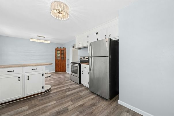 Interior, Kitchen, Stainless Steel Appliances, Wood Texture Flooring