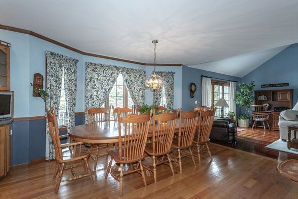 Chandelier, Dining room, Interior, Pendant Lights, Wood Texture Flooring