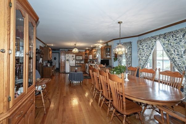 Chandelier, Dining room, Interior, Kitchen, Pendant Lights, Wood Texture Flooring