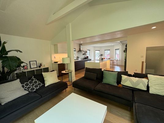 Interior, Kitchen, Living room, Recessed Lighting, Wood Texture Flooring