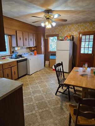 Dining room, Interior, Kitchen, Washer, Wooden Walls