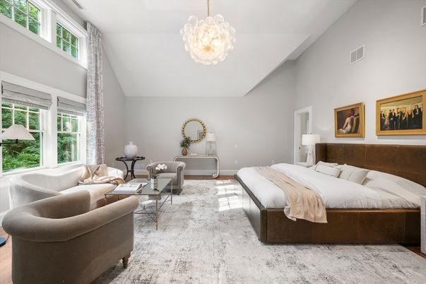 Bedroom, Interior, Pendant Lights, Wood Texture Flooring