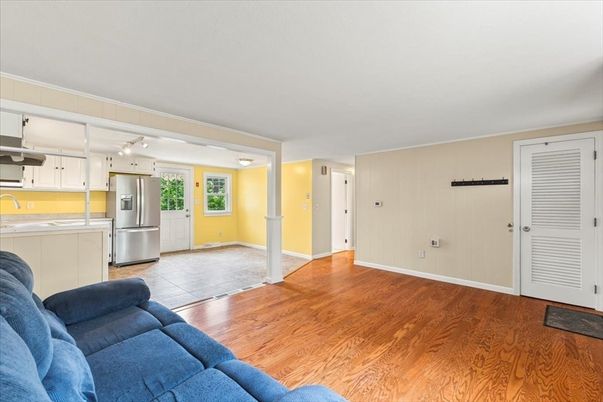 Interior, Kitchen, Living room, Stainless Steel Appliances, Wood Texture Flooring