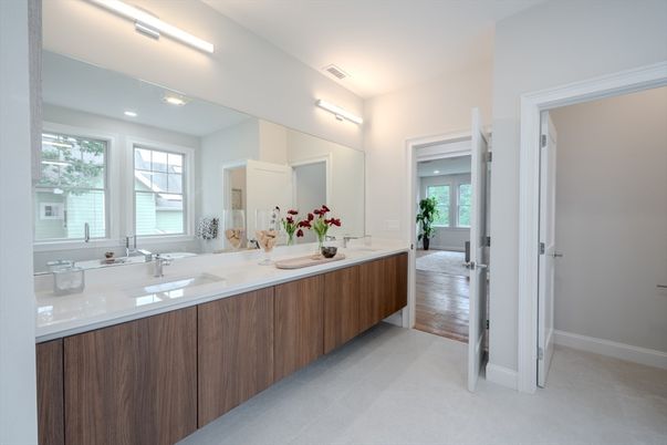 Bathroom, Dual Sink Vanities, Interior, Wood Texture Flooring