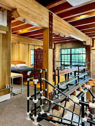 Fitness Equipment, Interior, Wooden Beams, Wooden Ceilings, Wooden Walls