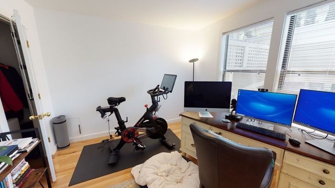Fitness Equipment, Home Office, Interior, Wood Texture Flooring