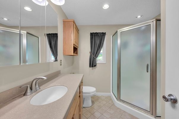Bathroom, Glass Shower, Interior, Recessed Lighting