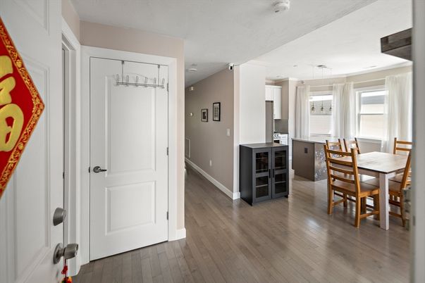 Dining room, Interior, Kitchen, Pendant Lights, Wood Texture Flooring