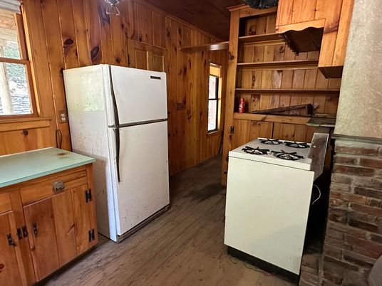 Interior, Kitchen, Wood Texture Flooring, Wooden Walls
