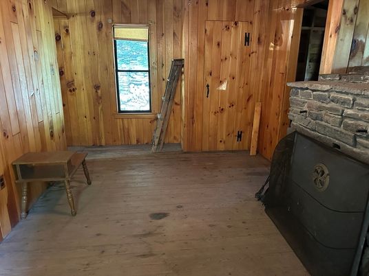 Empty room, Fireplace, Interior, Wood Texture Flooring, Wooden Walls
