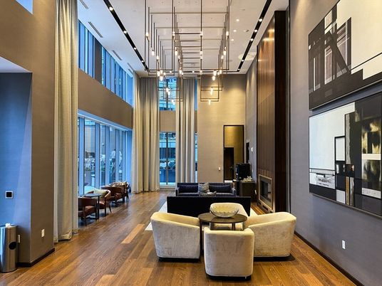 Interior, Living room, Pendant Lights, Recessed Lighting, Wood Texture Flooring