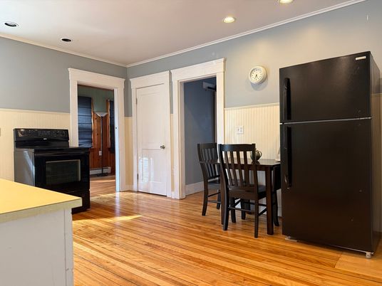 Interior, Kitchen, Recessed Lighting, Wood Texture Flooring