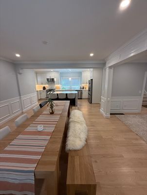 Interior, Kitchen, Pendant Lights, Recessed Lighting, Wood Texture Flooring