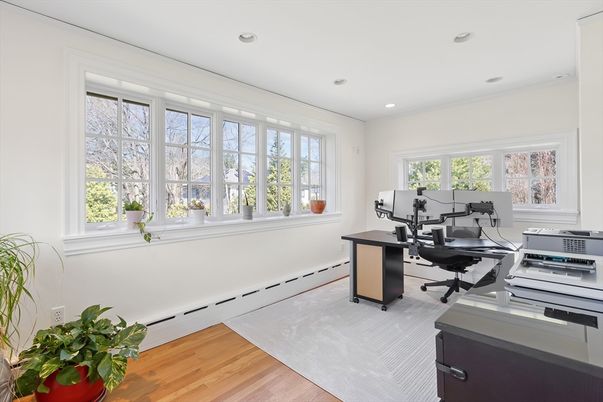 Home Office, Interior, Recessed Lighting, Wood Texture Flooring