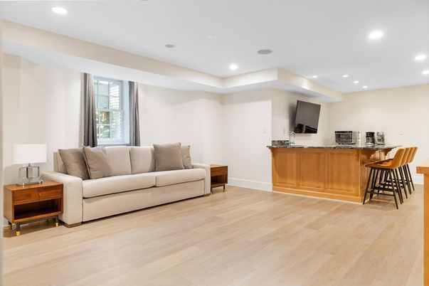 Interior, Living room, Recessed Lighting, Wood Texture Flooring