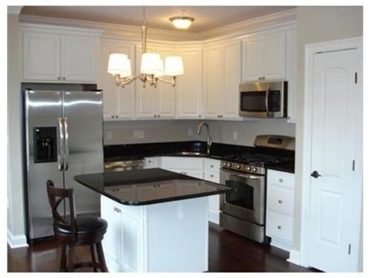 Chandelier, Interior, Kitchen, Stainless Steel Appliances, Wood Texture Flooring