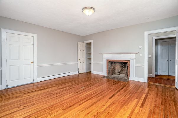 Empty room, Fireplace, Interior, Wood Texture Flooring