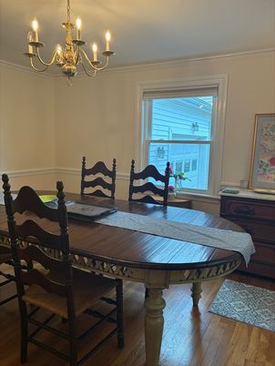 Chandelier, Dining room, Interior, Wood Texture Flooring