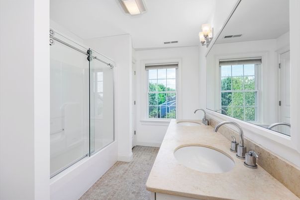 Bathroom, Dual Sink Vanities, Glass Shower, Interior