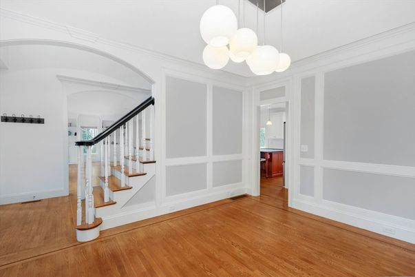 Empty room, Interior, Pendant Lights, Wood Texture Flooring