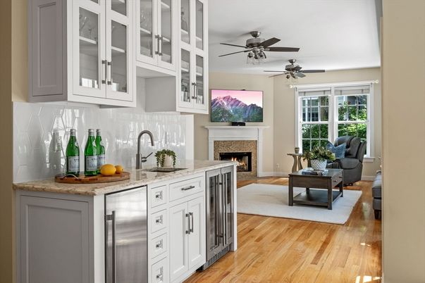 Fireplace, Interior, Kitchen, Wood Texture Flooring