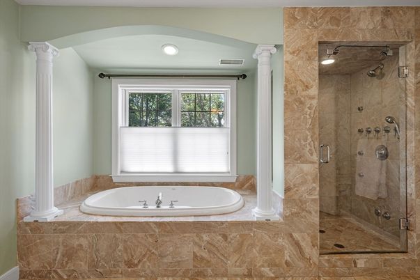 Bathroom, Glass Shower, Interior, Recessed Lighting