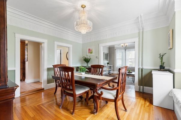 Chandelier, Dining room, Interior, Wood Texture Flooring