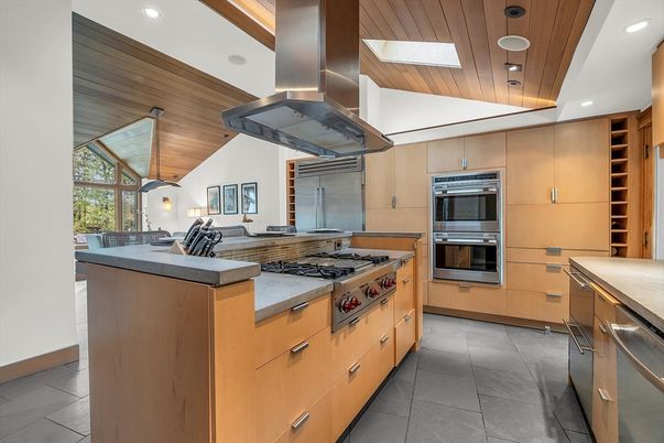 Interior, Kitchen, Recessed Lighting, Stainless Steel Appliances, Wooden Ceilings