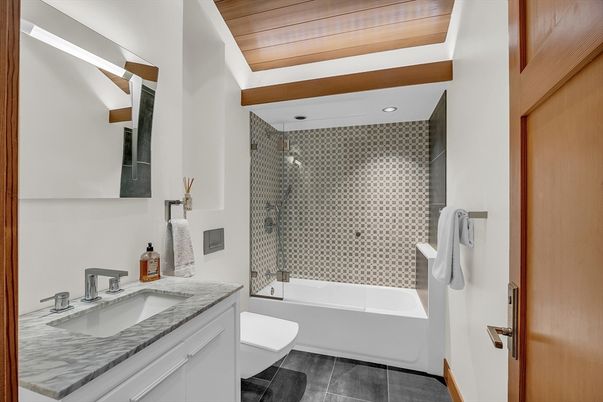 Bathroom, Interior, Recessed Lighting, Wooden Ceilings