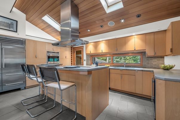 Interior, Kitchen, Recessed Lighting, Stainless Steel Appliances, Wooden Ceilings