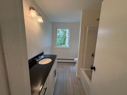 Bathroom, Dual Sink Vanities, Interior, Wood Texture Flooring