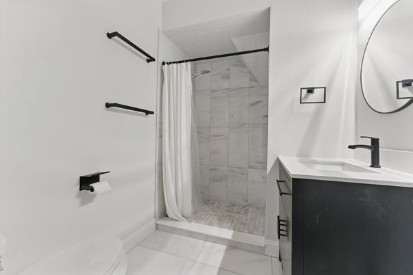 Bathroom, Glass Shower, Interior, Marble Walls