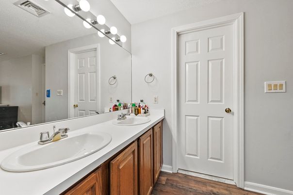 Bathroom, Dual Sink Vanities, Interior, Wood Texture Flooring