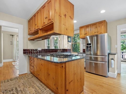Interior, Kitchen, Recessed Lighting, Wood Texture Flooring
