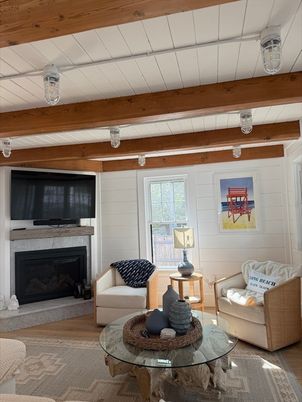 Fireplace, Interior, Living room, Wooden Beams, Wood Texture Flooring