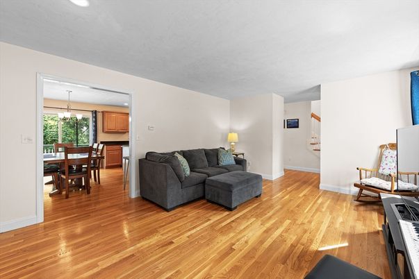 Dining room, Interior, Piano, Recessed Lighting, Wood Texture Flooring