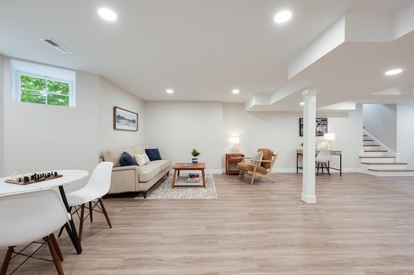 Interior, Living room, Recessed Lighting, Wood Texture Flooring