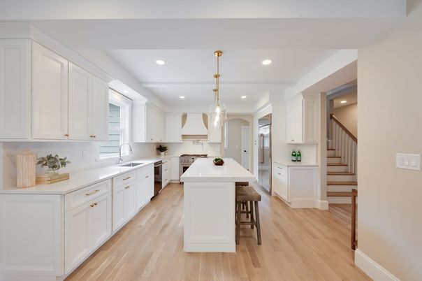Interior, Kitchen, Pendant Lights, Recessed Lighting, Wood Texture Flooring