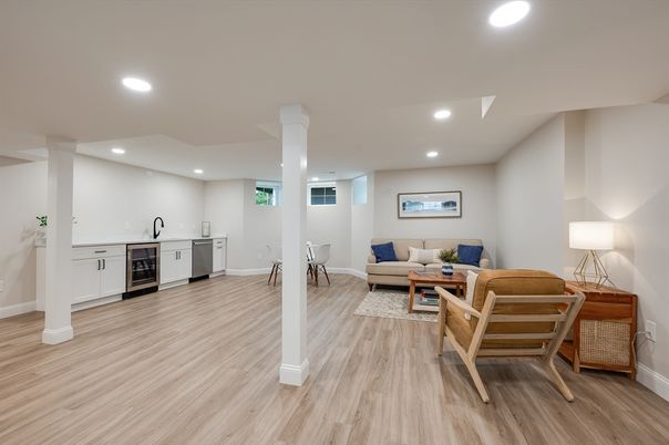 Interior, Living room, Recessed Lighting, Wood Texture Flooring
