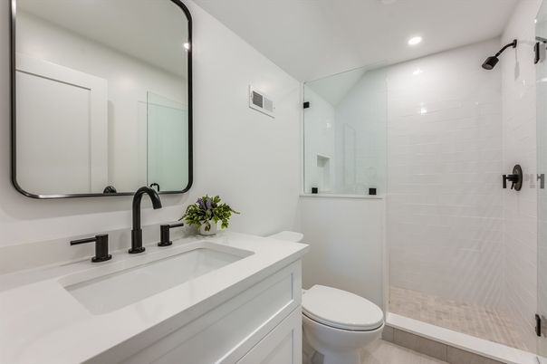 Bathroom, Glass Shower, Interior, Recessed Lighting
