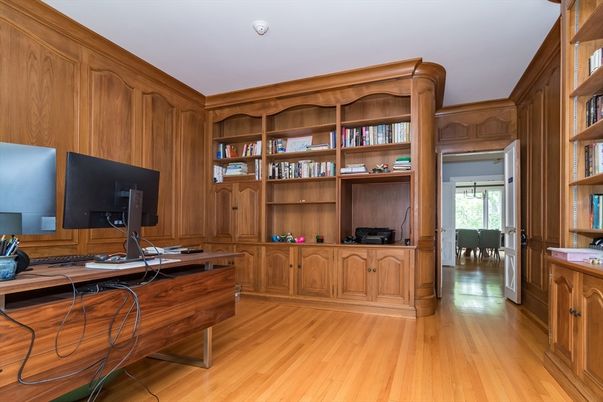 Home Office, Interior, Wood Texture Flooring, Wooden Walls