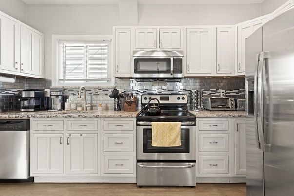 Interior, Kitchen, Stainless Steel Appliances, Wood Texture Flooring