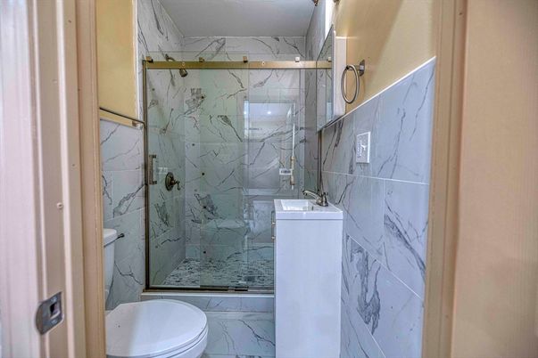 Bathroom, Glass Shower, Interior, Marble, Marble Walls